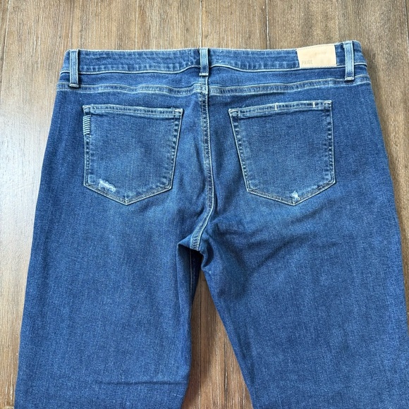 PAIGE Bridget Jeans Mid Rise Blue Torn ripped Knee - Picture 9 of 11
